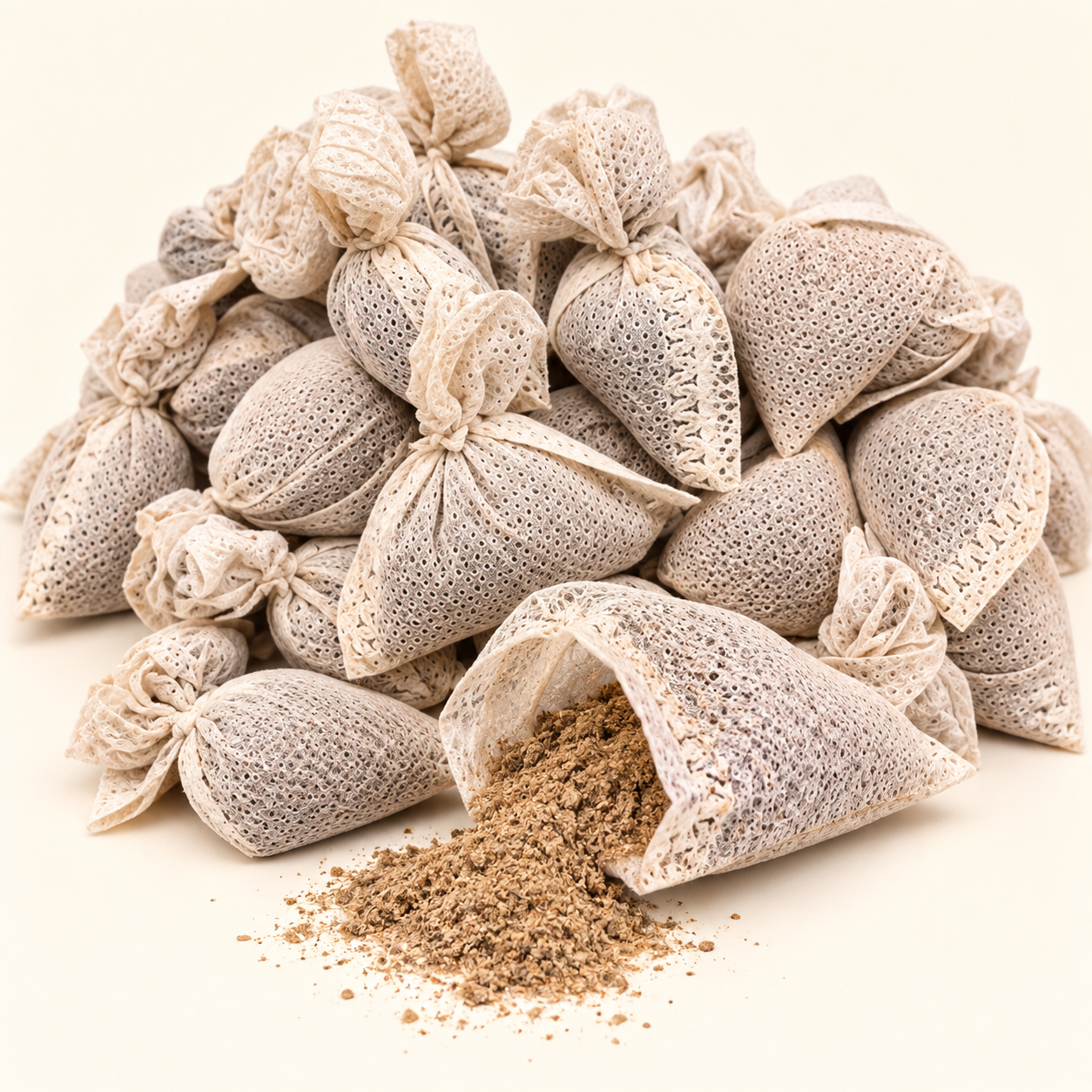 Open Slow-Release Lubao sachet showing the botanical blend