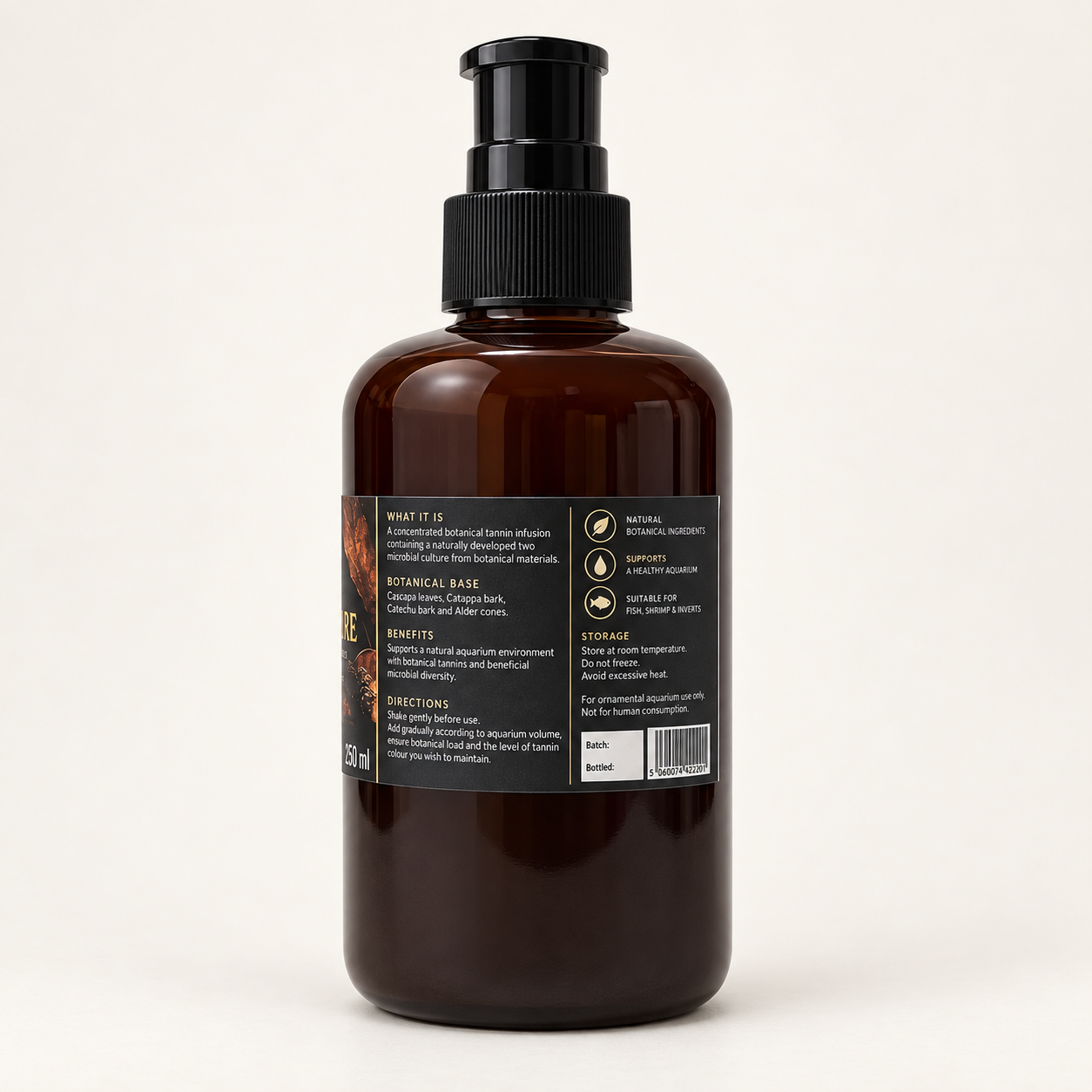 Back view of BBA Live Tannin Culture 250 ml pump bottle