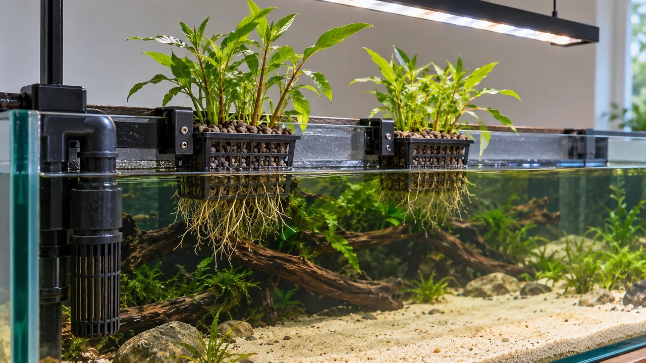 Supported rear planting baskets above a lowered waterline with accessible intake and raised light.