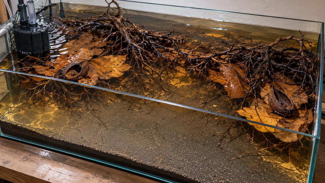 Shallow test fill showing fine root contacts, gentle filtration and a clear feeding opening.
