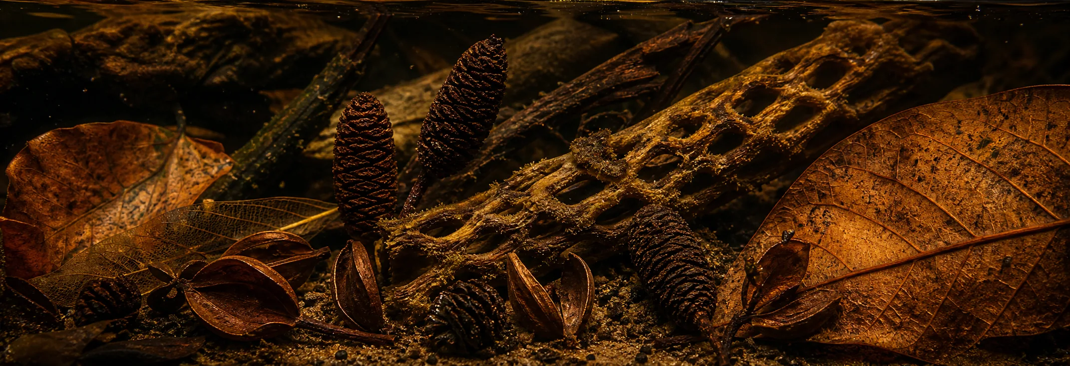 Prepared blackwater botanicals underwater