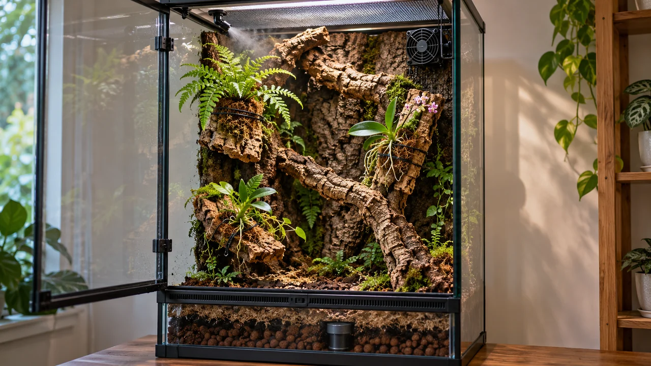 Vertical supports with removable plant mounts, visible ventilation and base drainage access.