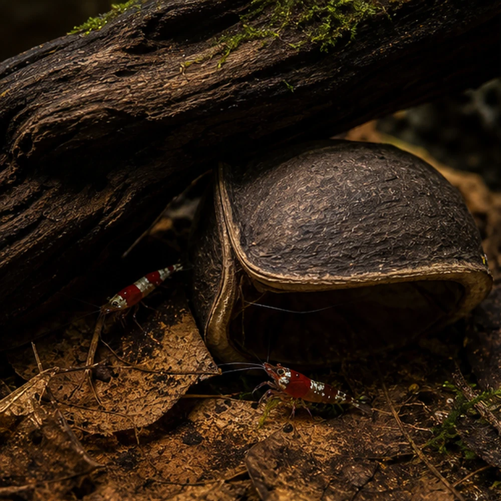 Buddha Nut (Pterygota alata) - Natural Seed Pod illustrative habitat scene - habitat floor