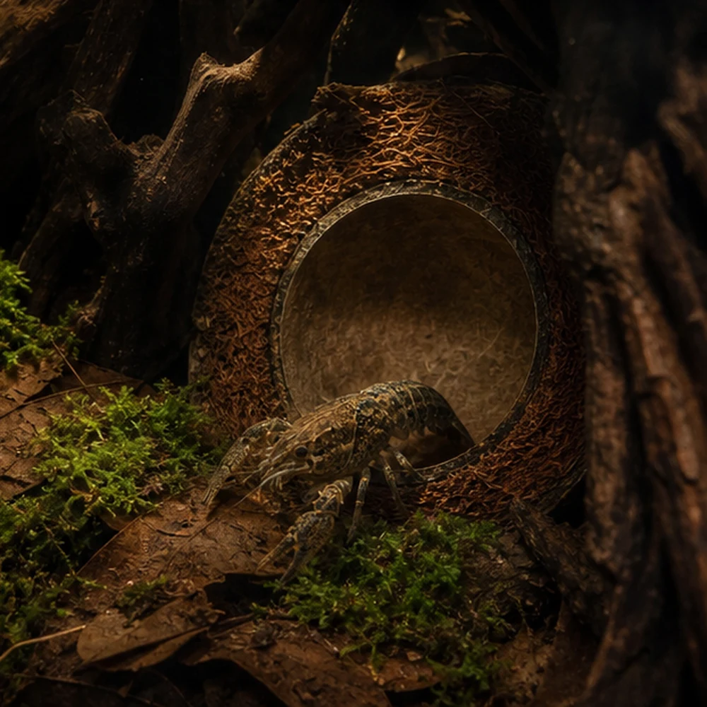 Coconut Cup (Cocos nucifera) - Natural Botanical Cave illustrative habitat scene - shelter context