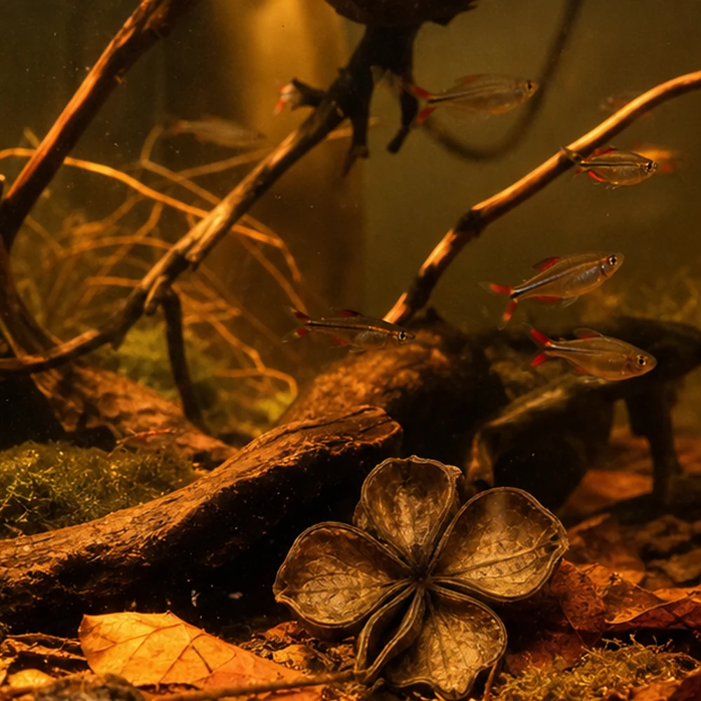 Land Lotus (Sterculia foetida) - Natural Botanical Pod illustrative habitat scene - wider habitat