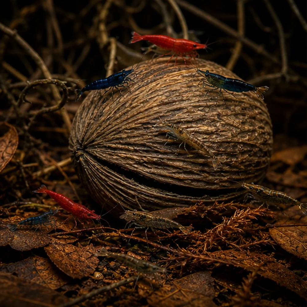 Mintolla Ball (Cerbera odollam) - Natural Seed Pod illustrative habitat scene - habitat floor
