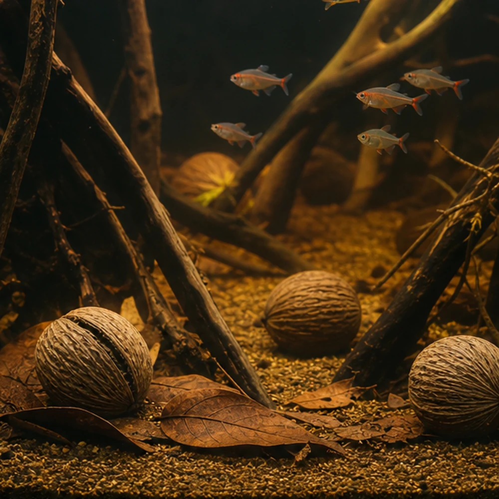 Mintolla Ball (Cerbera odollam) - Natural Seed Pod illustrative habitat scene - wider habitat