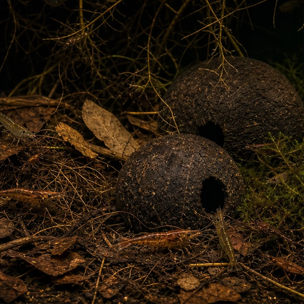 Palmyrah Seeds (Borassus flabellifer) - Natural Botanical Caves illustrative habitat scene - habitat floor