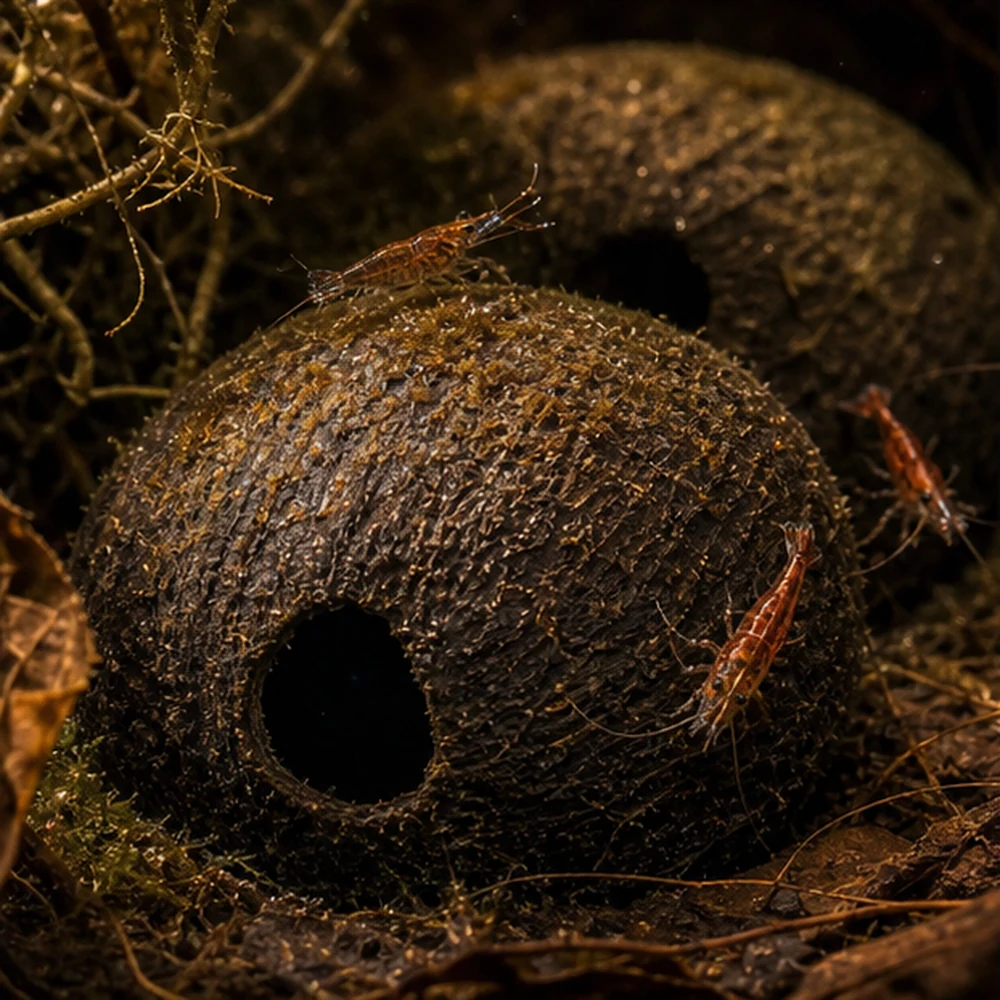 Palmyrah Seeds (Borassus flabellifer) - Natural Botanical Caves illustrative habitat scene - texture detail