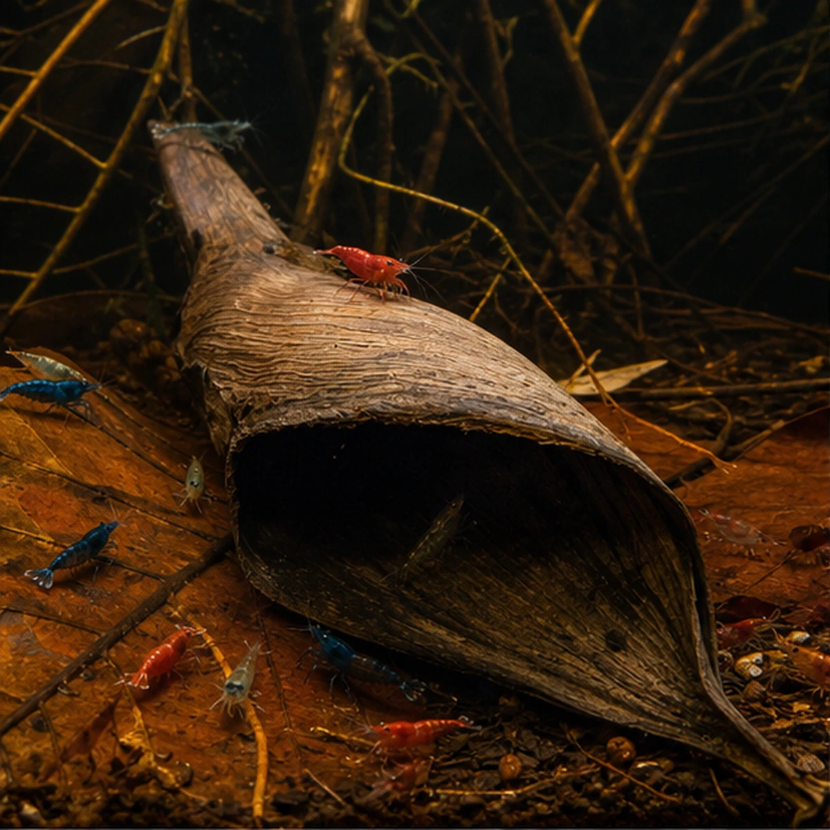 Palmyrah Male Sheath illustrative context scene - shrimp shelter