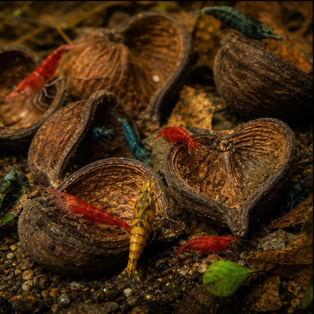 Badam Pods illustrative aquarium habitat look sample - shrimp context