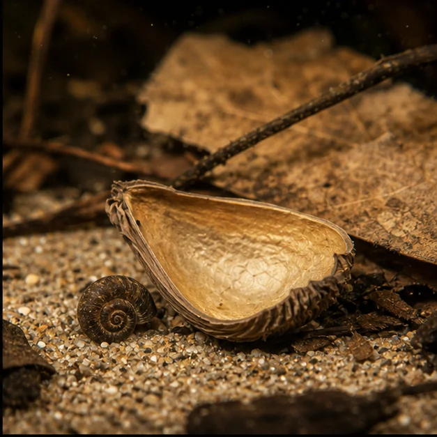 Dregea Pods illustrative aquarium habitat look sample - snail close-up