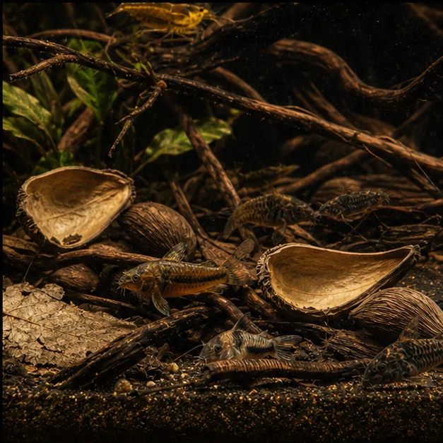 Dregea Pods illustrative aquarium habitat look sample - bottom-dweller route