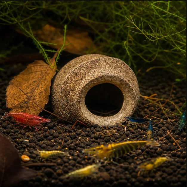Sapucaia Pod / Monkey Pot illustrative aquarium habitat look sample - shrimp context