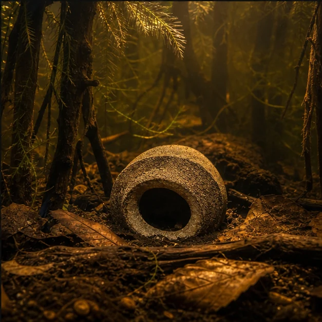 Sapucaia Pod / Monkey Pot illustrative aquarium habitat look sample - wide shelter layout