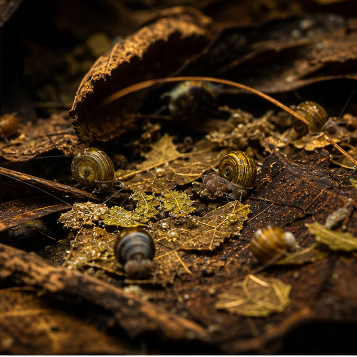 Broken / Crushed Mulberry Leaf Pieces illustrative grazing surface scene