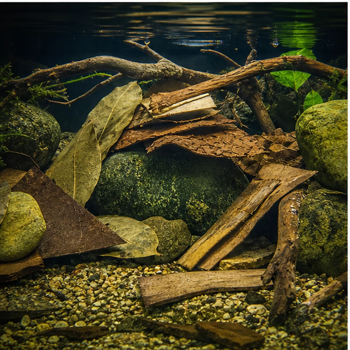 Crayfish / Crab Forage & Cover Pack - 40-100L illustrative natural placement scene