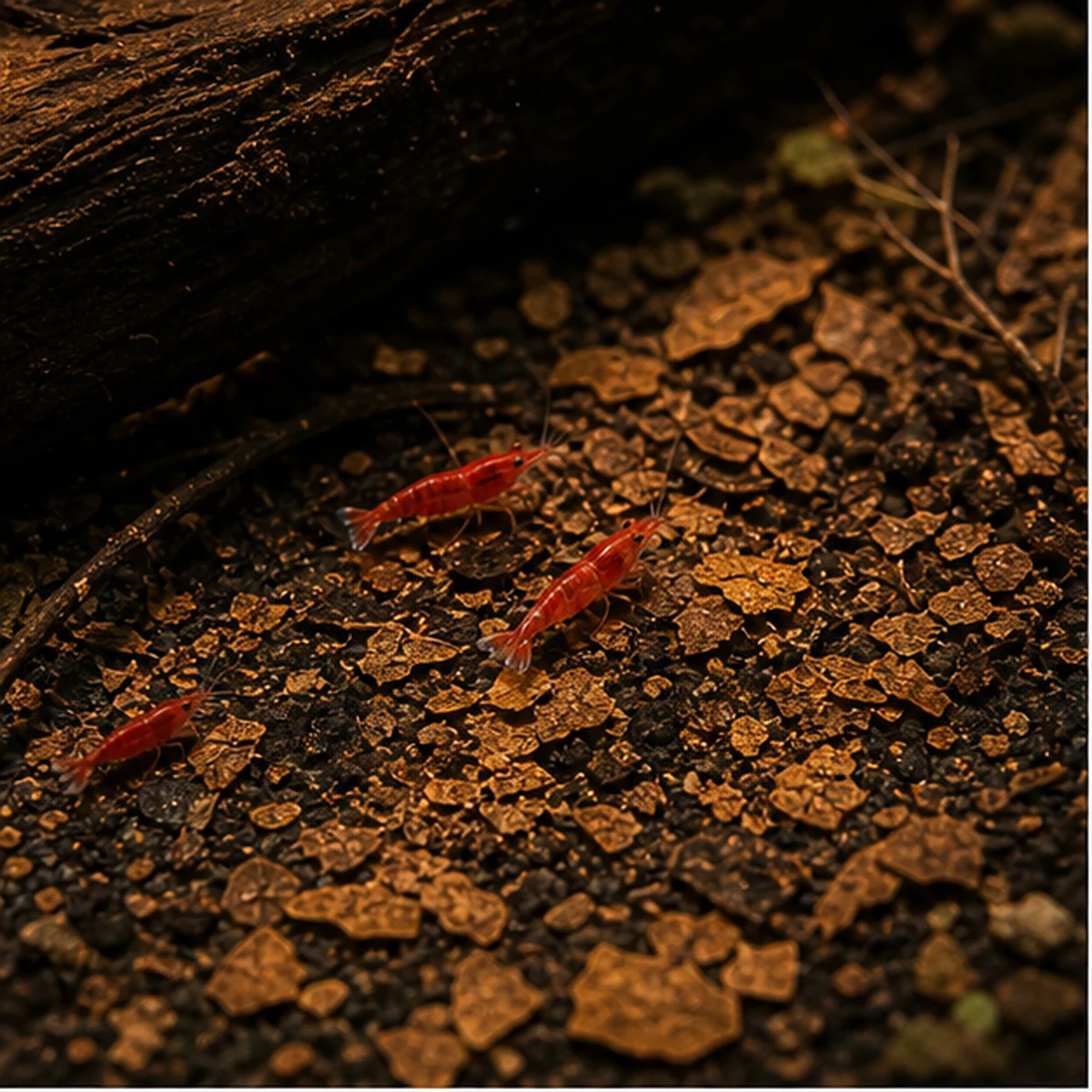 Crushed Catappa Leaves - Indian Almond Leaf Pieces illustrative habitat context scene