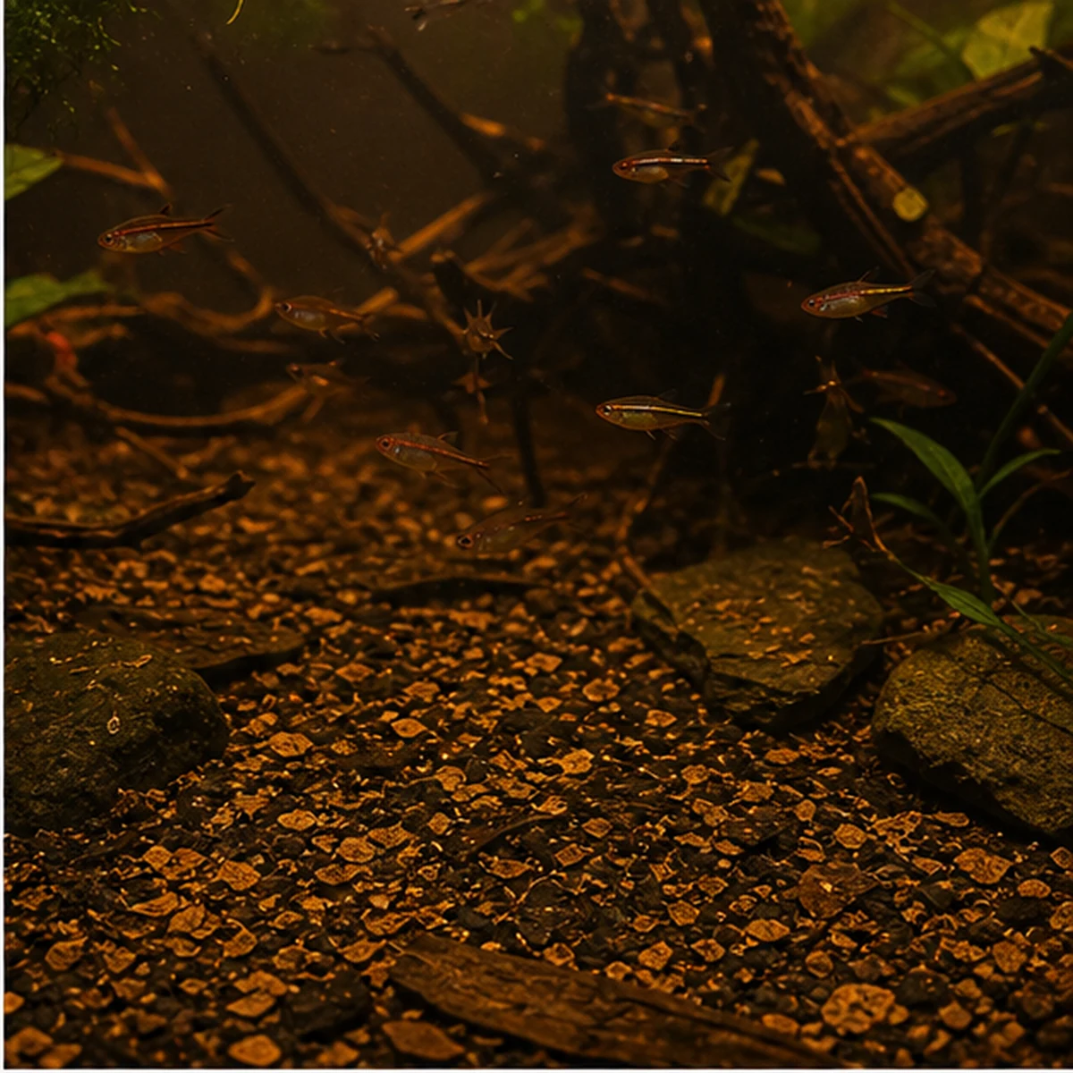 Crushed Catappa Leaves - Indian Almond Leaf Pieces illustrative grazing surface scene