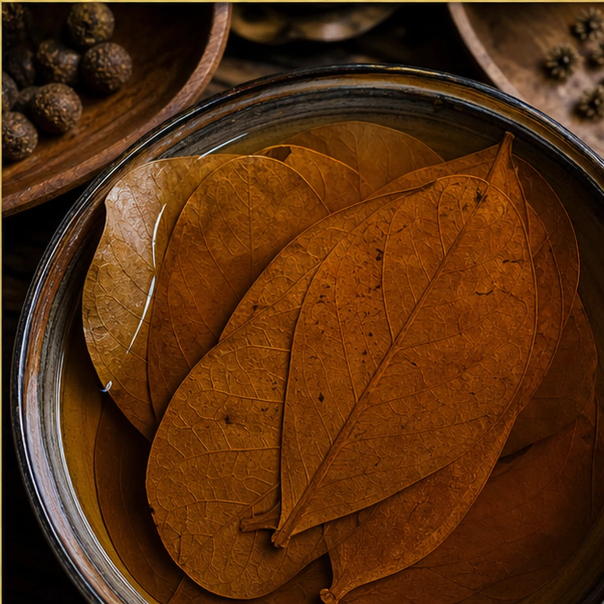 Dried Terminalia catappa Leaves - Aquarium Leaf Litter illustrative detail view scene