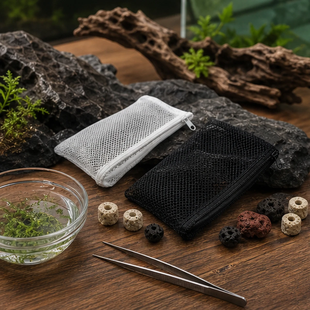 Coarse Mesh Filter Media Bags illustrative shelter route scene