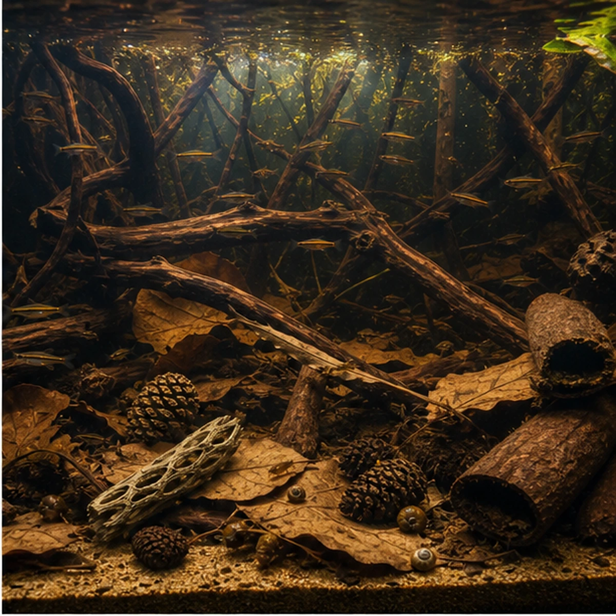 Blackwater Botanical Bundle – Leaf Litter, Cones, Pods & Cholla habitat context illustrative scene