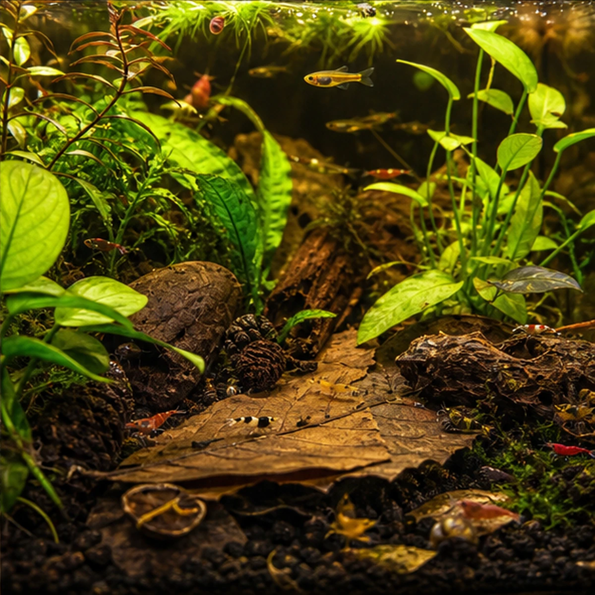 Blackwater Shrimp Bundle – Leaf Litter, Cones, Pods & Cholla packing view illustrative scene