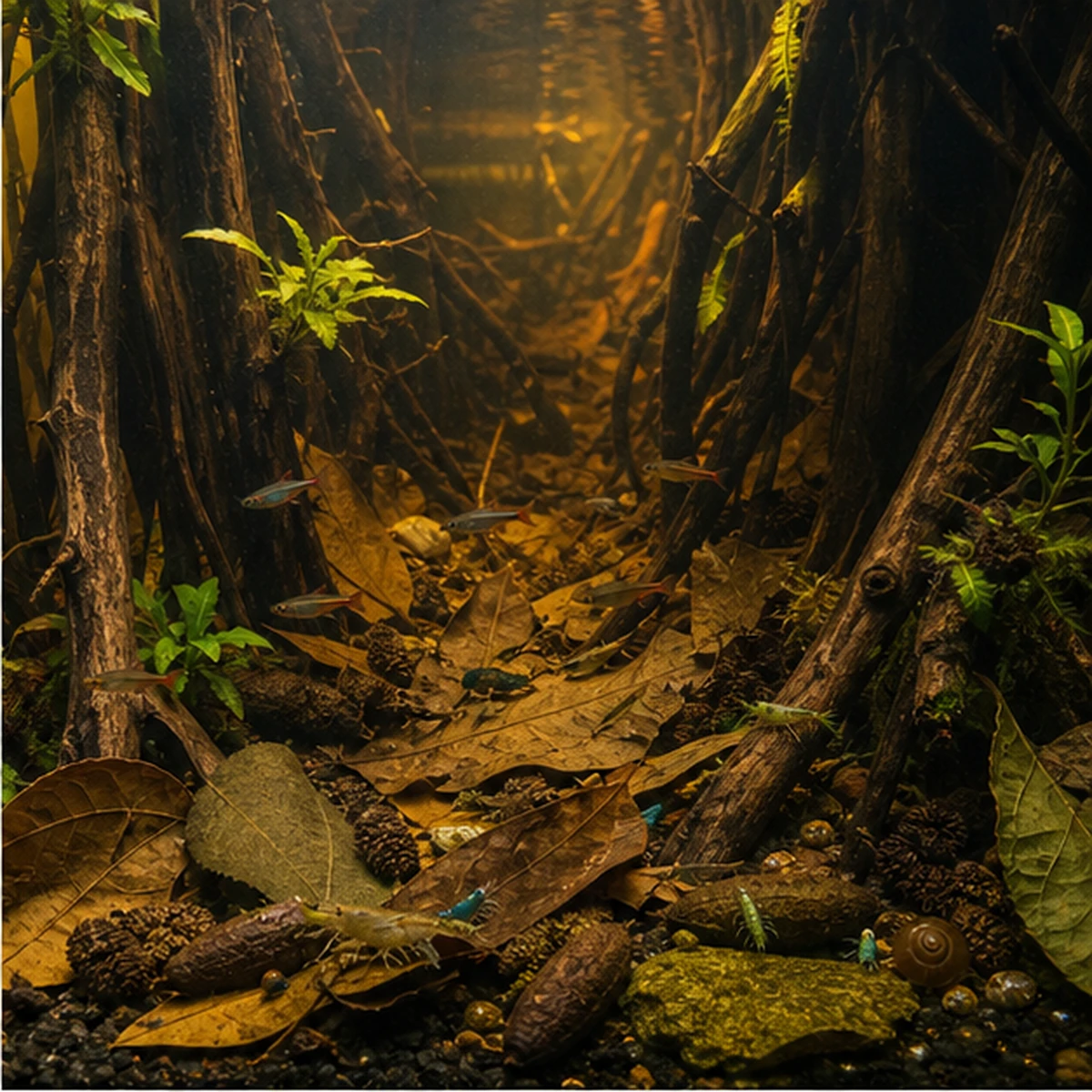 Blackwater Botanical Bundle – Leaf Litter, Cones & Savu Pods habitat context illustrative scene