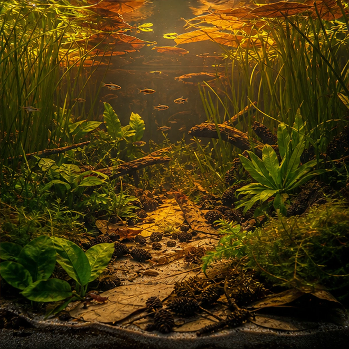 Leaf Litter + Tannins Starter Bundle – Blackwater / Biofilm Pack packing view illustrative scene