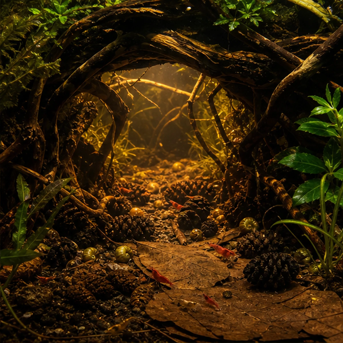 Grazing + Leaf Litter + Tannins Mini Bundle – Shrimp/Blackwater Pack habitat context illustrative scene
