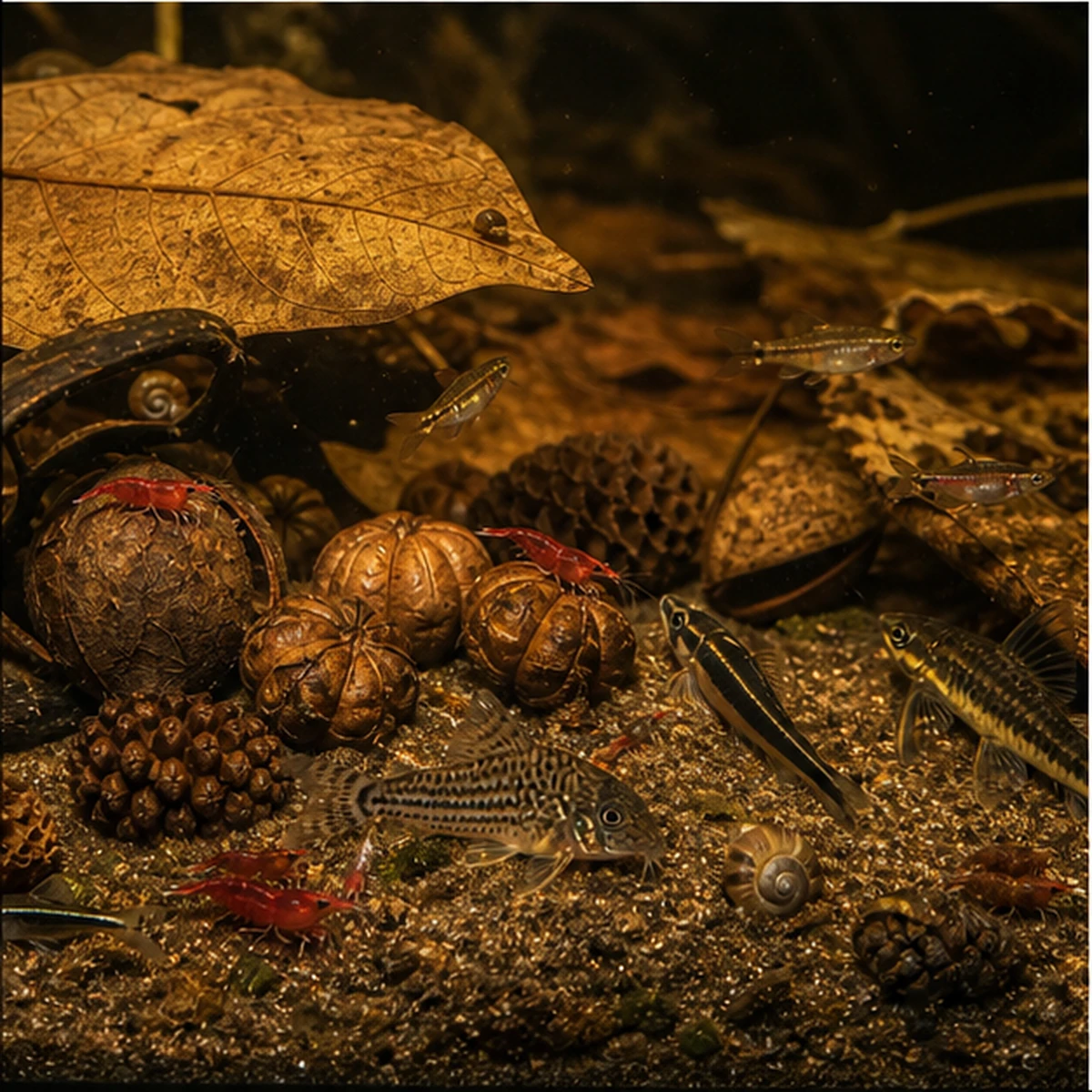 Aquarium Botanical Starter Box – Pods, Cones, Musa Stem & Tropical Leaves community route illustrative scene