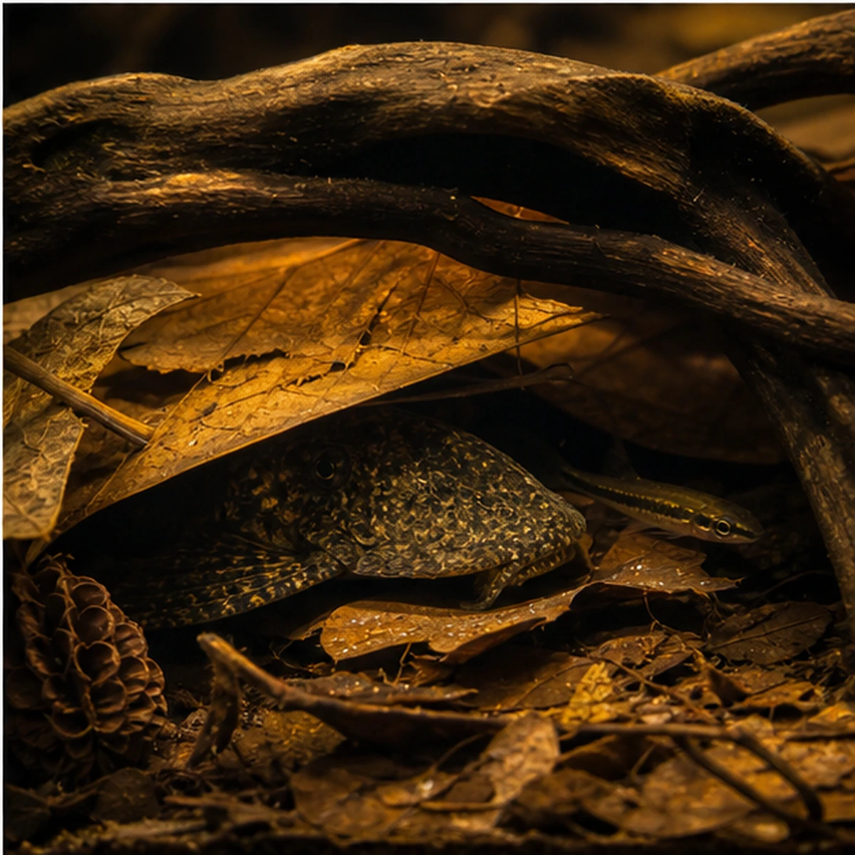 Aquarium Botanical Starter Box – Natural Pods, Cones & Leaf Litter packing view illustrative scene
