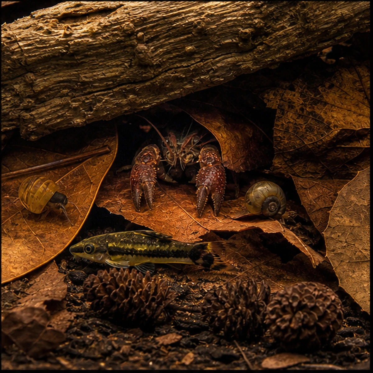 Aquarium Botanical Starter Box – Bakuli, Cones & Leaf Litter packing view illustrative scene