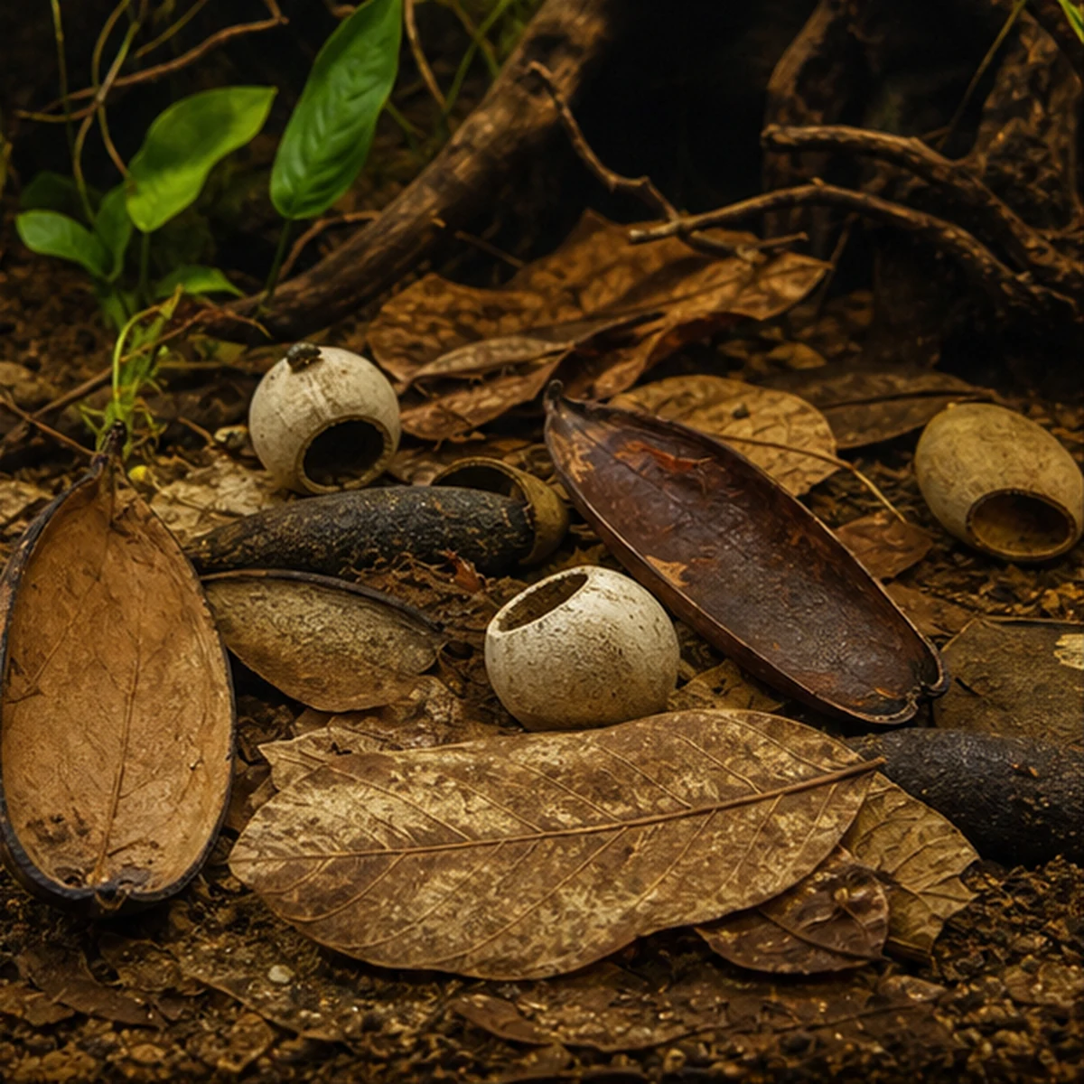 Blackwater Botanical Pack – Pods, Cups, Nuts & Leaf Litter community blackwater world illustrative product-world scene