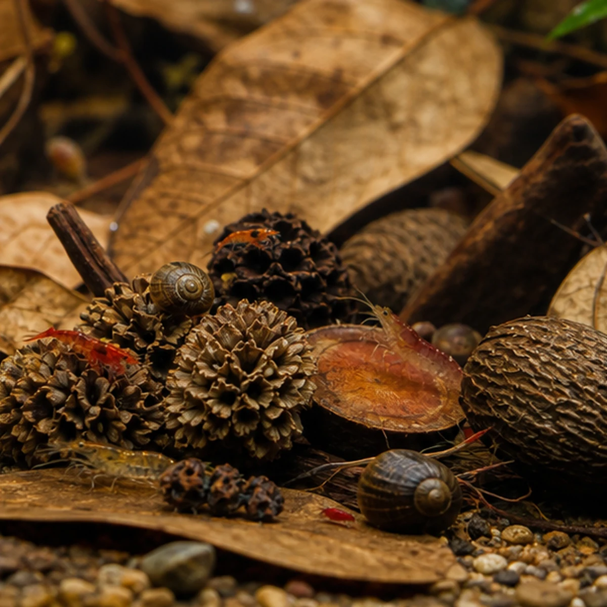 Blackwater Botanical Box – Cones, Leaves, Pods & Texture Mix grazing and detail illustrative product-world scene
