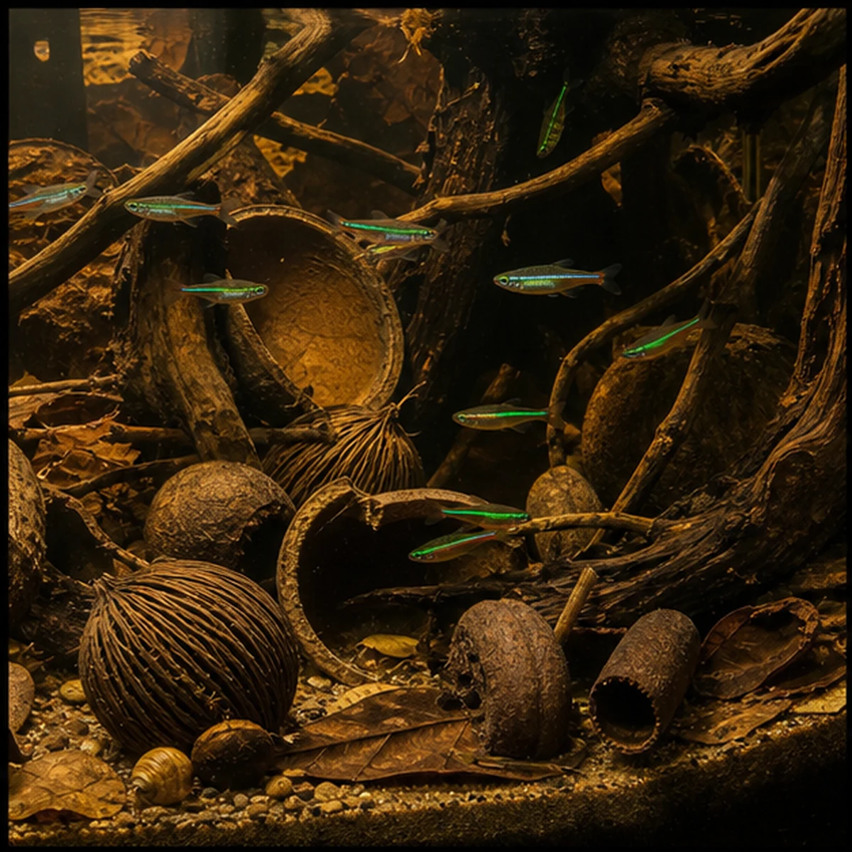 Blackwater Botanical Box – Pods, Bark Tubes & Shelters wide blackwater aquascape illustration