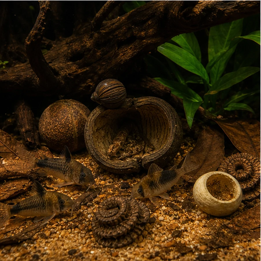 Blackwater Botanical Box – Big Structure, Shelters & Detail (Buddha Nut) illustrative product-world scene: Root-hollow microhabitat