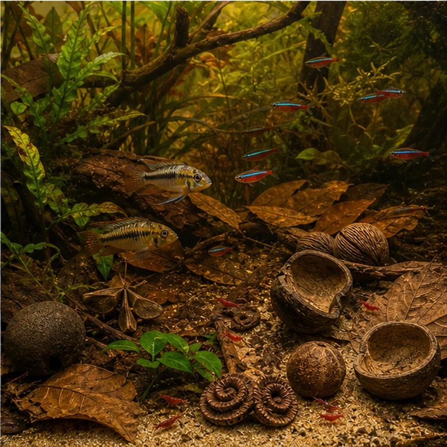 Blackwater Botanical Box – Big Structure, Shelters & Detail (Buddha Nut) illustrative product-world scene: Living blackwater community