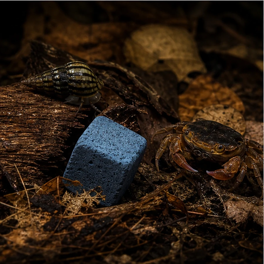 Calcium Mineral Grazing Blocks illustrative product-world scene: Blue edition shelter floor