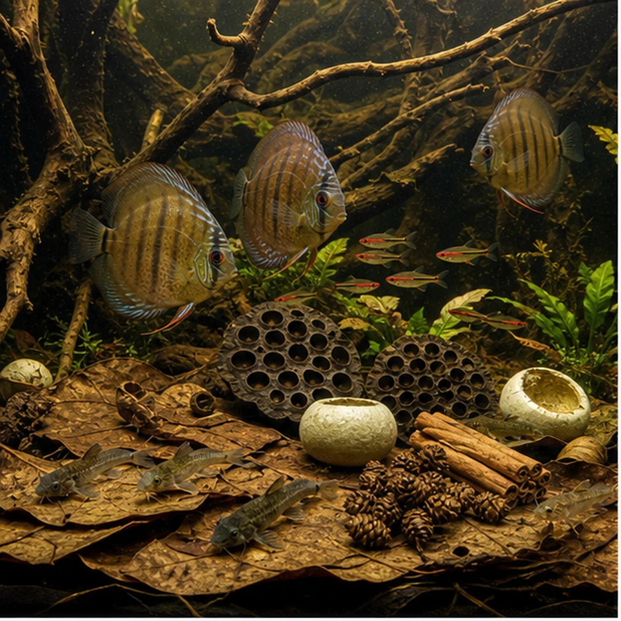 Large Botanical Box PLUS – 150L illustrative product-world scene: Large discus aquascape