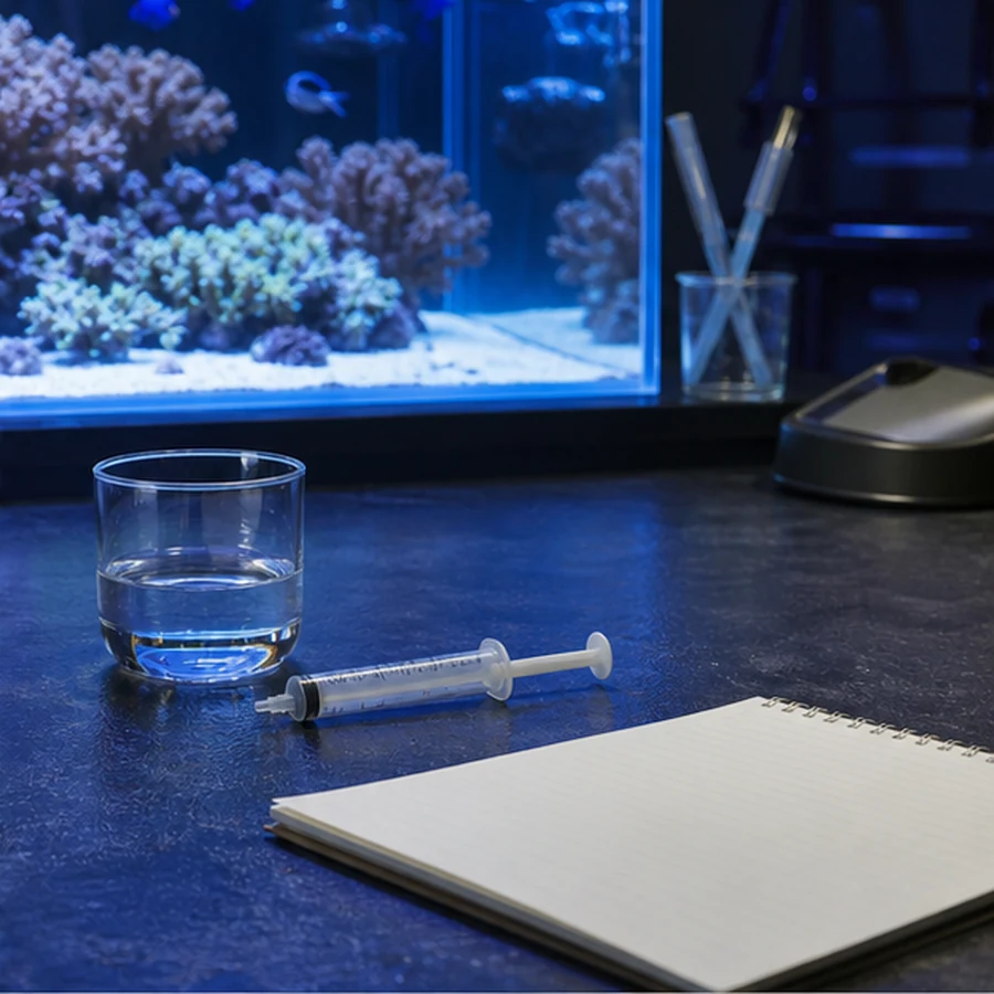 Seachem Reef Iodide 100ml Marine Reef Aquarium Potassium Iodide Supplement illustrative product-world scene: Measured preparation