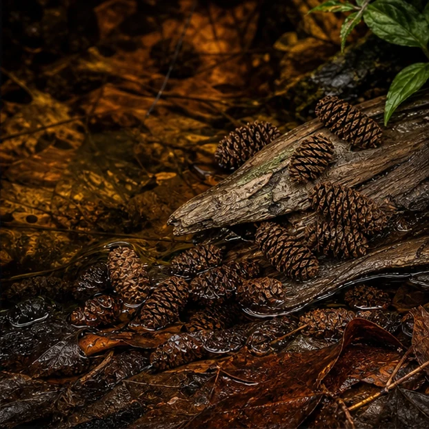Alder Cones illustrative context scene - tannin route