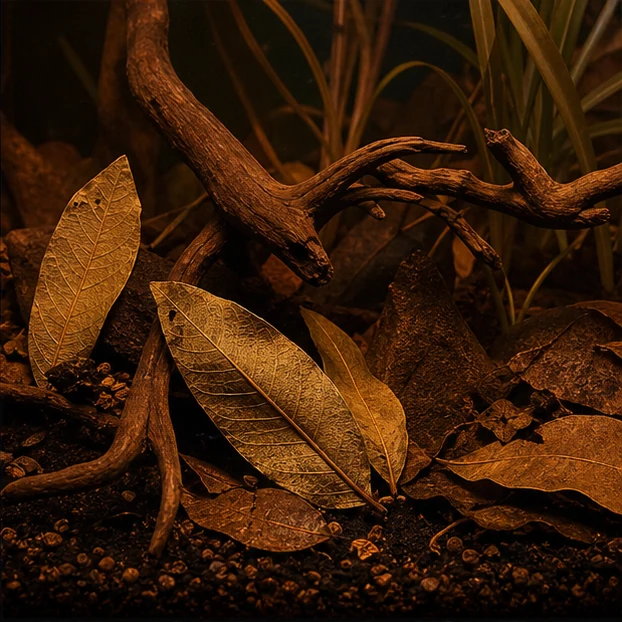 Guava Leaves illustrative context scene - gentle leaf litter