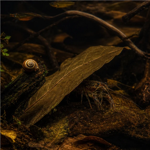 Ceylon Cocoa (Cacao) Leaves illustrative habitat scene - shelter context
