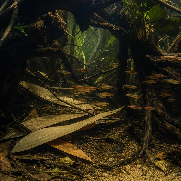 Bamboo Leaves (Bambusa sp.) illustrative habitat scene - habitat floor