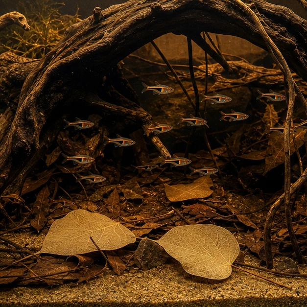 Bodhi Leaves (Ficus religiosa) illustrative habitat scene - habitat floor