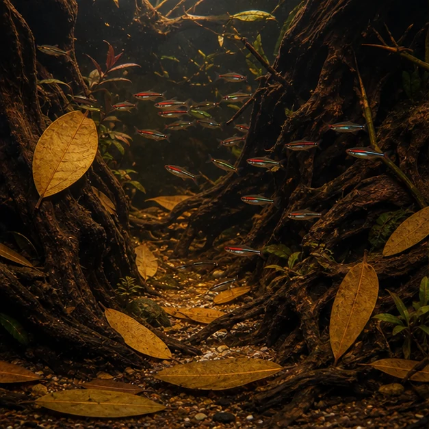 Cinnamon Leaves illustrative habitat scene - habitat floor