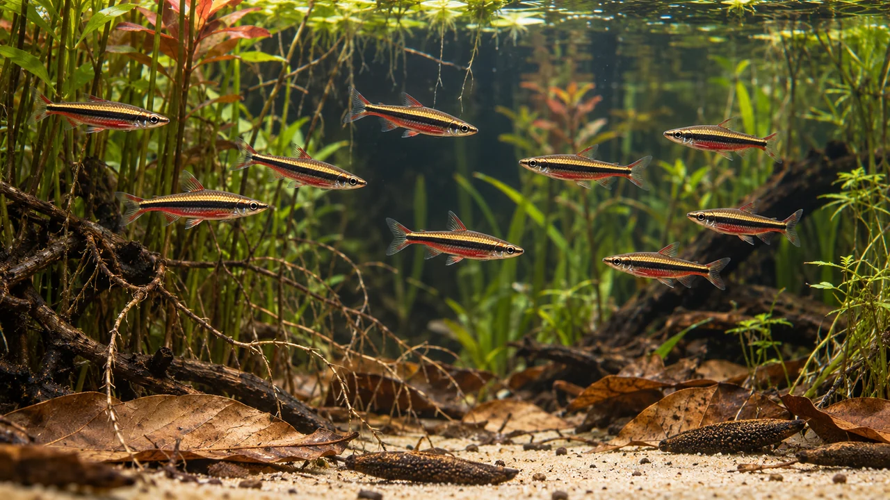 Beckford’s Pencilfish in a structured aquarium with suitable cover, open water and maintenance access.