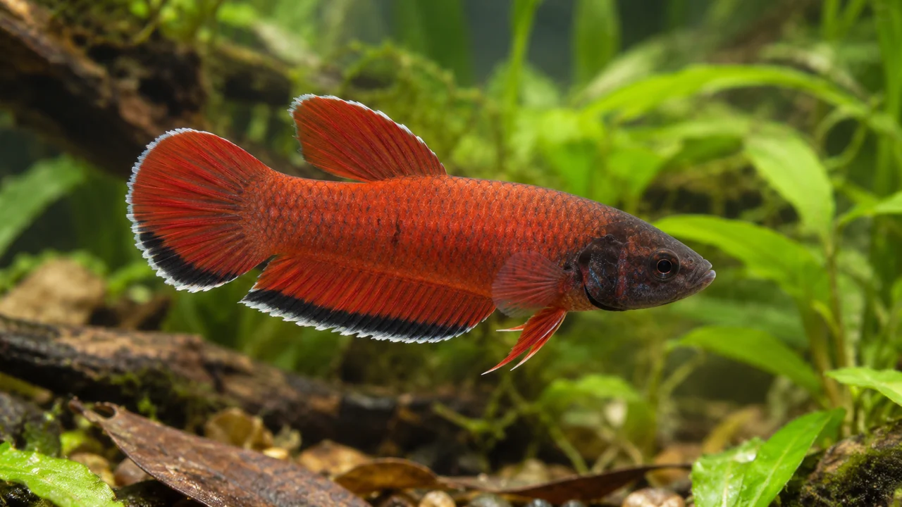 Snakehead Betta showing its identifying shape and markings in a suitable aquarium setting.