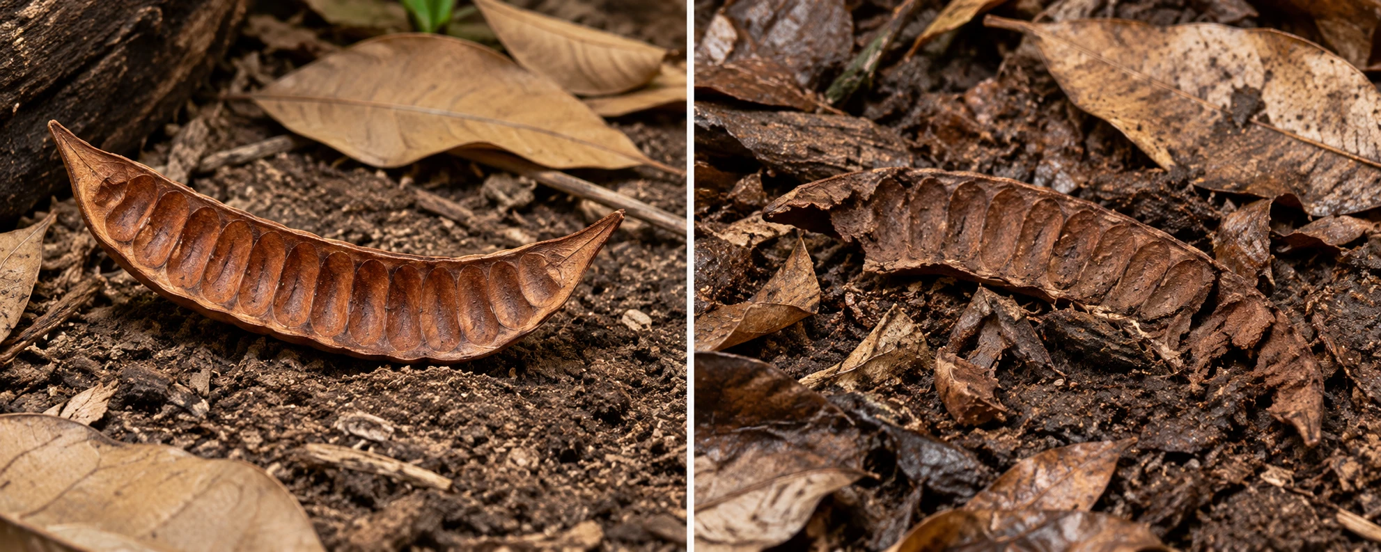An intact AquaCurl form and a softened, fragmented example illustrate a change from open structure toward litter. This comparison sets no fixed lifespan or replacement schedule.
